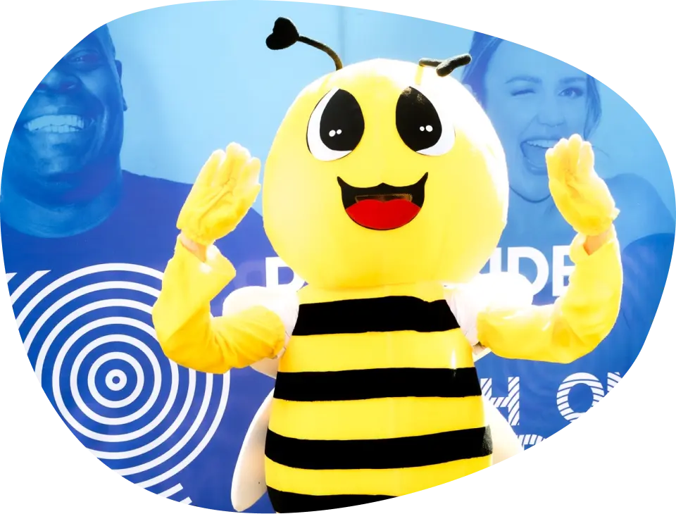 A person dressed as the Battersea bee at Battersea Community Festival