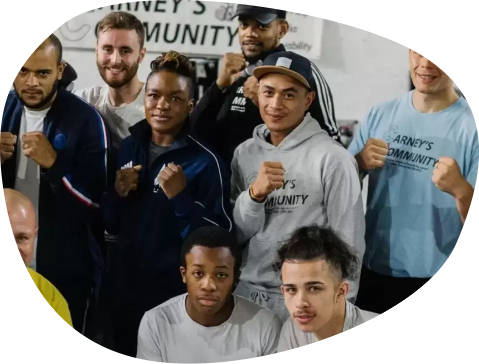 Nicola Adams with members of Carney's Community